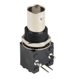1 pcs - RS PRO, jack PCB Mount BNC Connector, 50Ω, Through Hole Termination, Right Angle Body