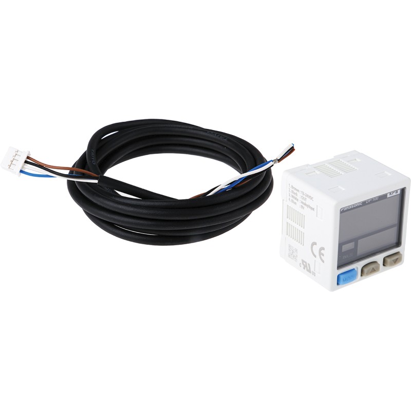 1 pcs - Panasonic Pressure Sensor, -1bar Min, 1bar Max, 2x PNP-NO/NC Output, Relative Reading