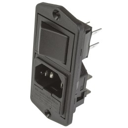 1 pcs - Bulgin C14 Panel Mount IEC Connector Male, 10A, 250 V, Fuse Size 5 x 20mm