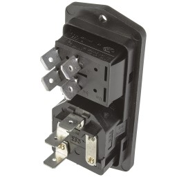 1 pcs - Bulgin C14 Panel Mount IEC Connector Male, 10A, 250 V, Fuse Size 5 x 20mm