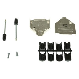 1 pcs - Amphenol ICC 8655MH Series Die Cast Zinc D Sub Backshell, 15 Way, Strain Relief