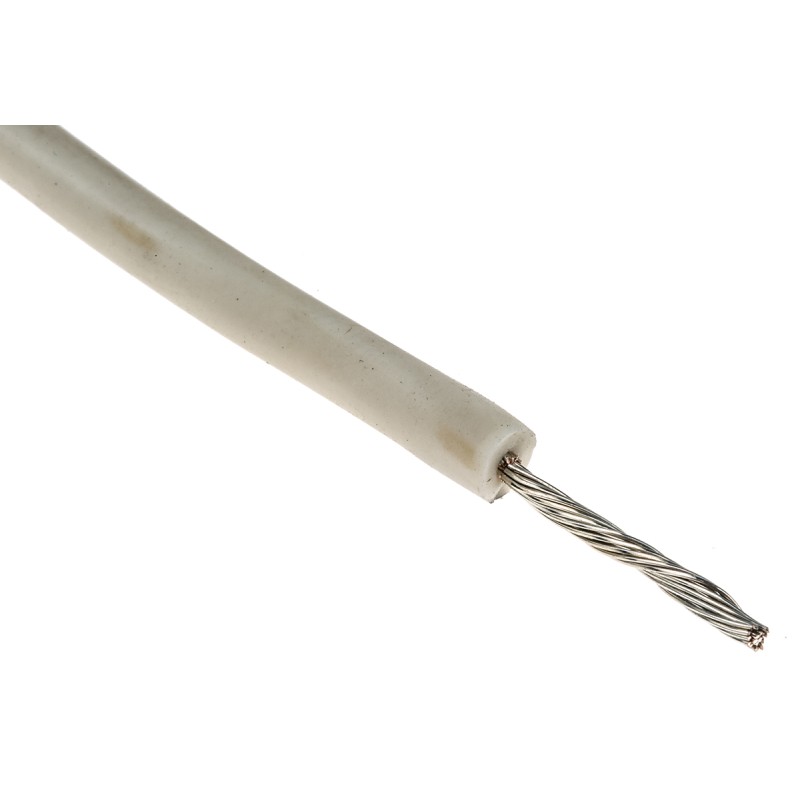 1 Reel of 30 M - Alpha Wire Premium Series White 0.52 mm² Hook Up Wire, 20 AWG, 10/0.25 mm, 30m, Silicone Rubber Insulation