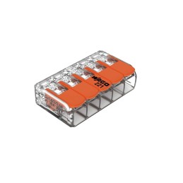 10 pcs - Wago 221 Series Lever Connector, 5-Way, 41A, 20 - 10 AWG Wire, Cage Clamp Termination