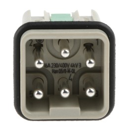10 pcs - HARTING Heavy Duty Power Connector Insert, 16A, Male, HAN Q Series, 5 Contacts