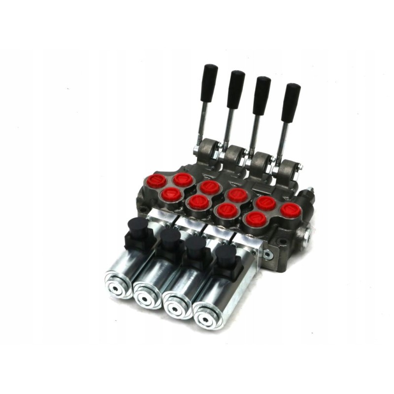 Hydraulic distributor 50 lm, 4 sections, manual and electric control, 24 dc ro