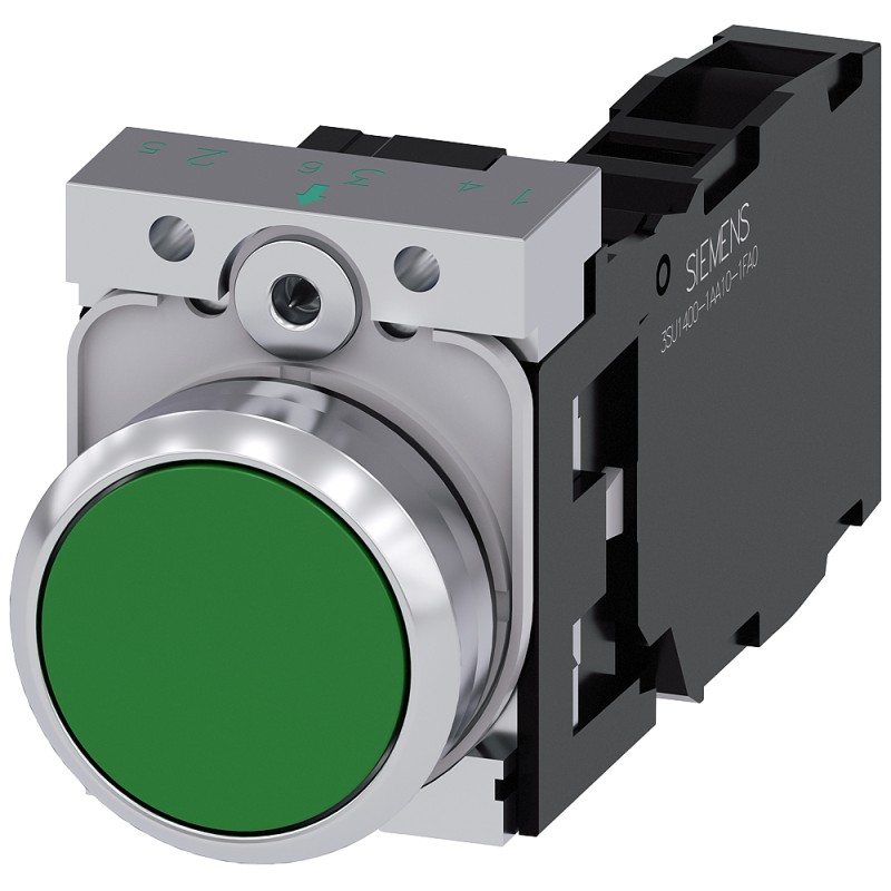 1 pcs - Siemens SIRIUS ACT Series Push Button Complete Unit, 22mm Cutout, SPST, IP66, IP67, IP69(IP69K)