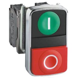 1 pcs - Schneider Electric Harmony XB4 Series Green, Red Momentary Push Button Head, 22mm Cutout, IP67