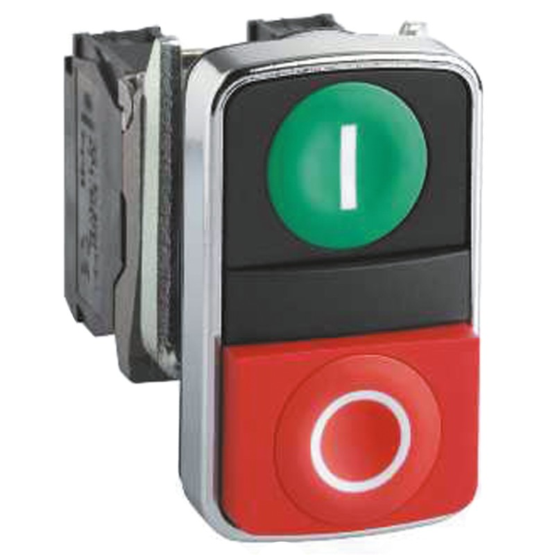 1 pcs - Schneider Electric Harmony XB4 Series Green, Red Momentary Push Button Head, 22mm Cutout, IP67
