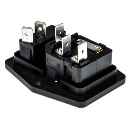 1 pcs - Bulgin C14 Panel Mount IEC Connector Male, 10A, 250 V, Fuse Size 5 x 20mm