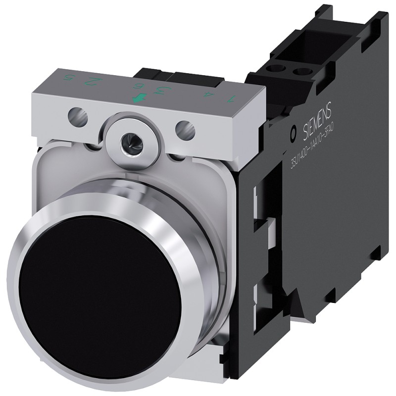 1 pcs - Siemens SIRIUS ACT Series Push Button Complete Unit, 22mm Cutout, SPST, IP66, IP67, IP69(IP69K)