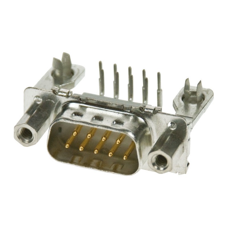 1 pcs - TE Connectivity Amplimite HD-20 9 Way Right Angle Through Hole D-sub Connector Plug, 2.74mm Pitch, with 4-40 UNC Female