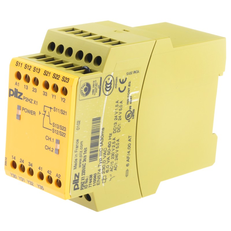 1 pcs - Pilz Dual-Channel Two Hand Control Safety Relay, 230V ac, 3 Safety Contacts