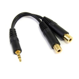 1 pcs - StarTech.com Male 3.5mm Stereo Jack to Female 3.5mm Stereo Jack x 2 Aux Cable, Black, 150mm