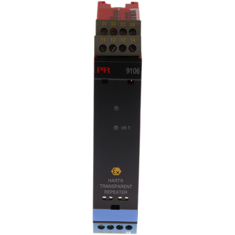 1 pcs - PR Electronics 9100 Series Transparent Repeater, Current Input, Current, Relay Output, 19.2 - 31.2V dc Supply,