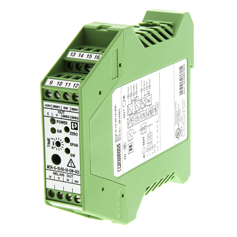 1 pcs - Phoenix Contact MCR-S10 Series Current Measuring Transducer, Current Input, Current Output, 20 - 30V dc Supply