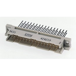 1 pcs - ERNI 48 Way 2.54mm Pitch, Type R/2 Class C2, 3 Row, Right Angle DIN 41612 Connector, Socket