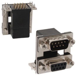 1 pcs - Norcomp 189 9 Way Right Angle Through Hole D-sub Connector Male/Female, 2.769mm Pitch, with 4-40 Hex Standoff, Fork