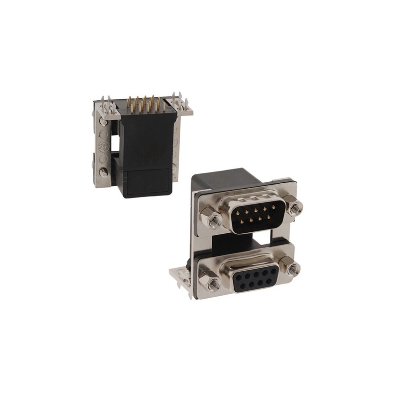 1 pcs - Norcomp 189 9 Way Right Angle Through Hole D-sub Connector Male/Female, 2.769mm Pitch, with 4-40 Hex Standoff, Fork