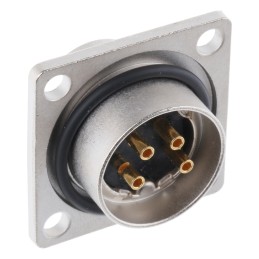 1 pcs - Lumberg 4 Pole Din Plug, 5A, 250 V ac IP68, Male, Panel Mount