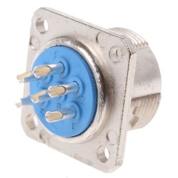 1 pcs - Jaeger 6 Way Panel Mount MIL Spec Circular Connector Receptacle, Pin Contacts, MIL-DTL-5015