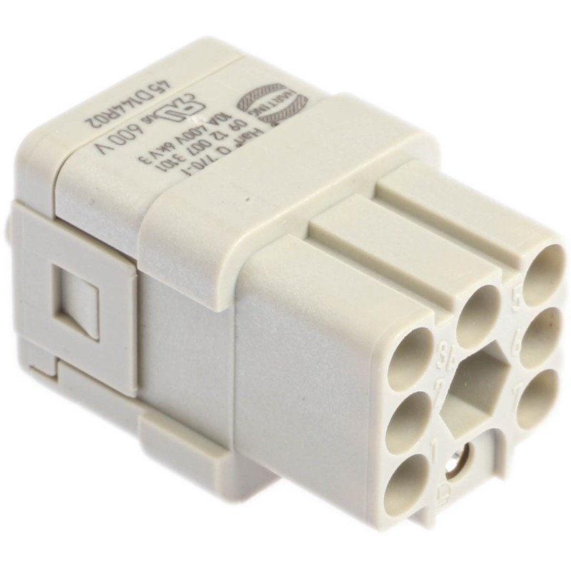 1 pcs - HARTING Heavy Duty Power Connector Insert, 10A, Female, Han Q Series, 8 Contacts