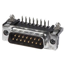 1 pcs - TE Connectivity Amplimite HD-20 15 Way Right Angle Through Hole D-sub Connector Plug, 2.74mm Pitch, with 4-40 UNC