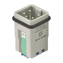 1 pcs - HARTING Heavy Duty Power Connector Insert, 10A, Male, Han A Series, 4 Contacts