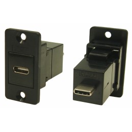 1 pcs - RS PRO Straight, Panel Mount, Female to Male Type USB-C USB Connector
