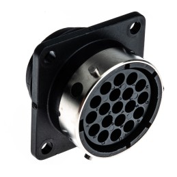 1 pcs - Souriau Circular Connector, 19 Contacts, Flange Mount, Plug, Female, IP65, UTG Series