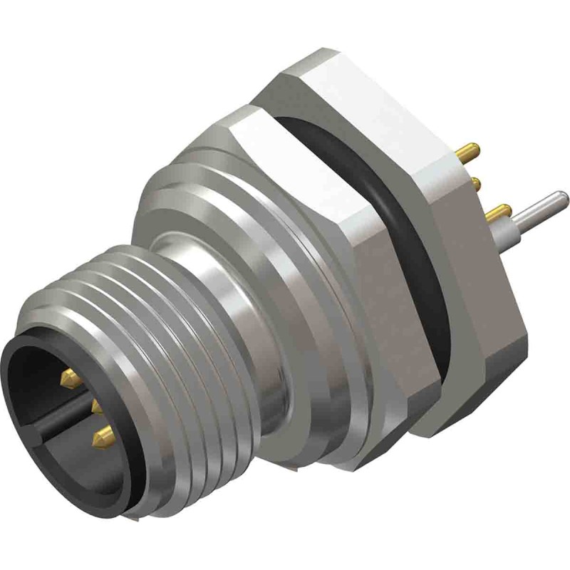 1 pcs - RS PRO Circular Connector, 4 Contacts, Rear Mount, M12 Connector, Plug, Male, IP67