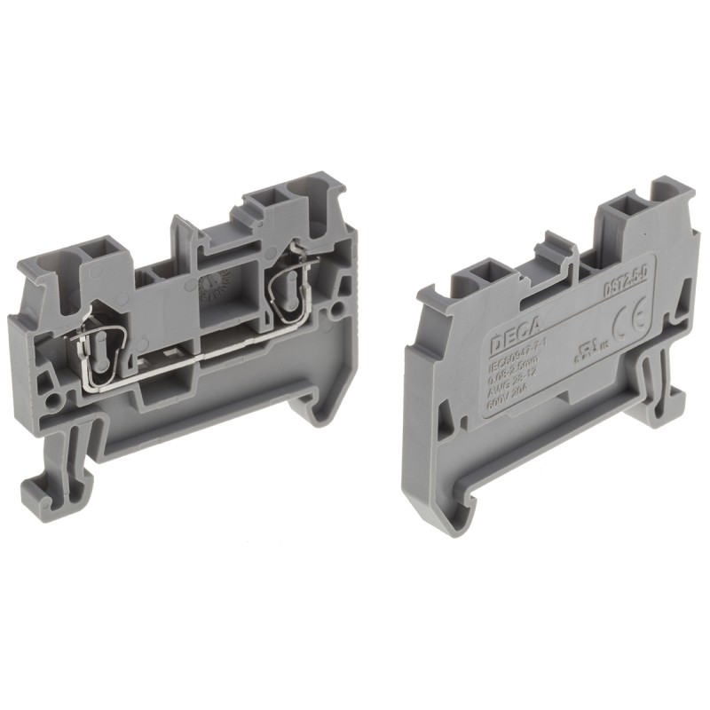 10 pcs - RS PRO Grey DIN Rail Terminal Block, 2.5mm²