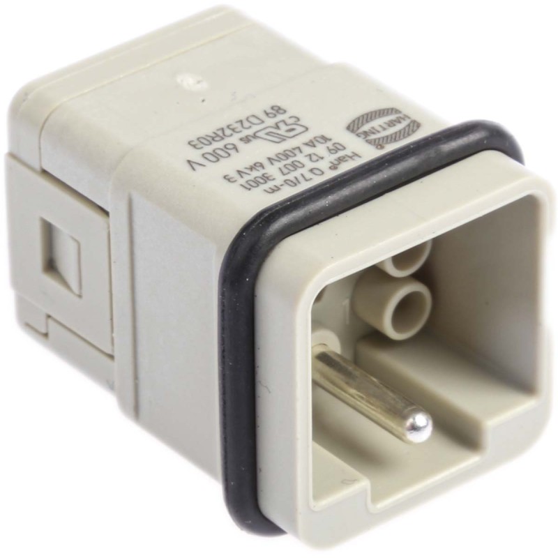 1 pcs - HARTING Heavy Duty Power Connector Insert, 10A, Male, Han Q Series, 8 Contacts