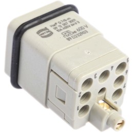 1 pcs - HARTING Heavy Duty Power Connector Insert, 10A, Male, Han Q Series, 8 Contacts