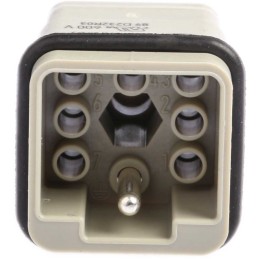 1 pcs - HARTING Heavy Duty Power Connector Insert, 10A, Male, Han Q Series, 8 Contacts