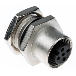 10 pcs - TE Connectivity Circular Connector, 5 Contacts, Panel Mount, M12 Connector, Socket, Female, IP67, M12 Series