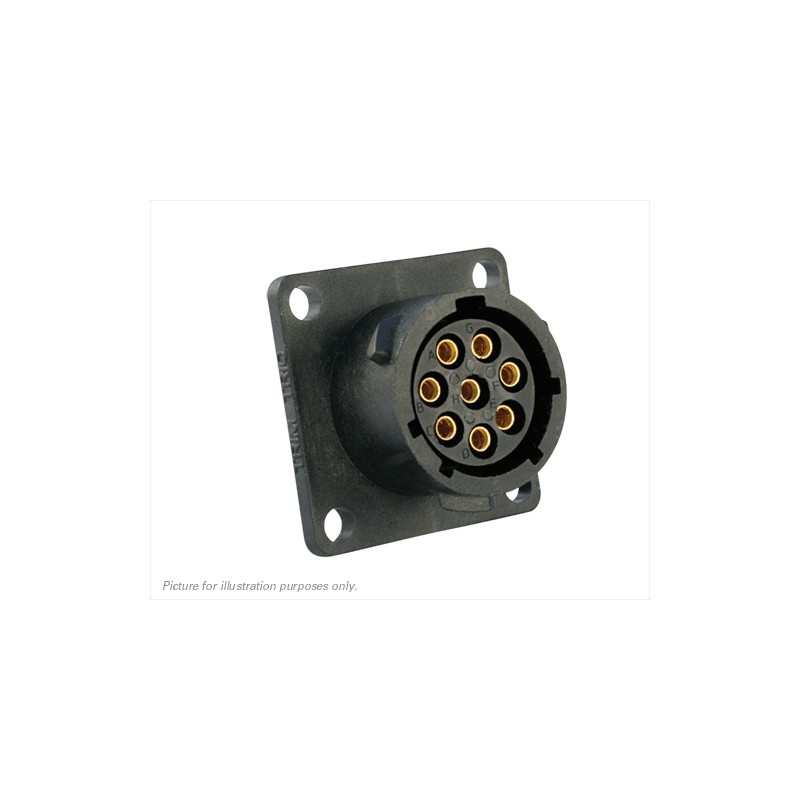 1 pcs - Souriau Circular Connector, 8 Contacts, Flange Mount, Plug, Female, IP68, IP69K, UTS Series