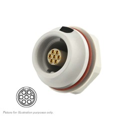 1 pcs - Souriau Circular Connector, 7 Contacts, Front Mount, Socket, Female, IP68, JMX Series