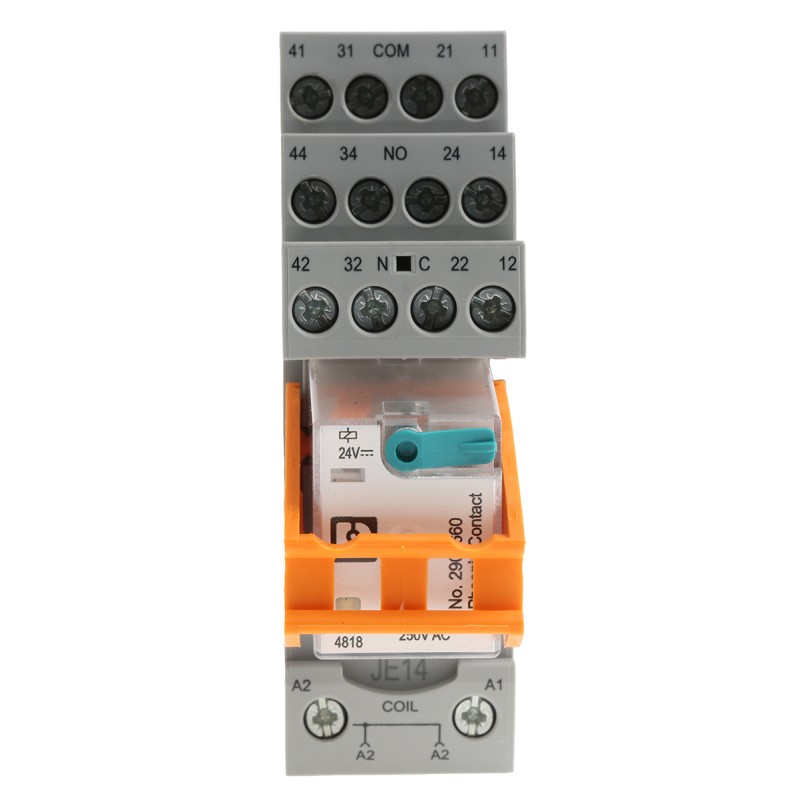 1 pcs - Phoenix Contact RIF-2-RSC-LDP-24DC/2X21 Series Interface Relay, DIN Rail Mount, 24V dc Coil, DPDT, 2-Pole