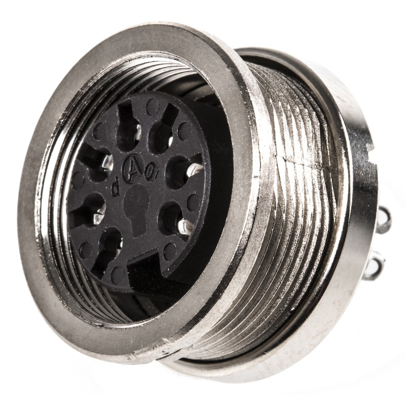 1 pcs - Amphenol Industrial, C 091 A 7 Pole M16 Din Socket, DIN 45329, 4A, 100 V IP40, Screw Lock, Female, Panel Mount