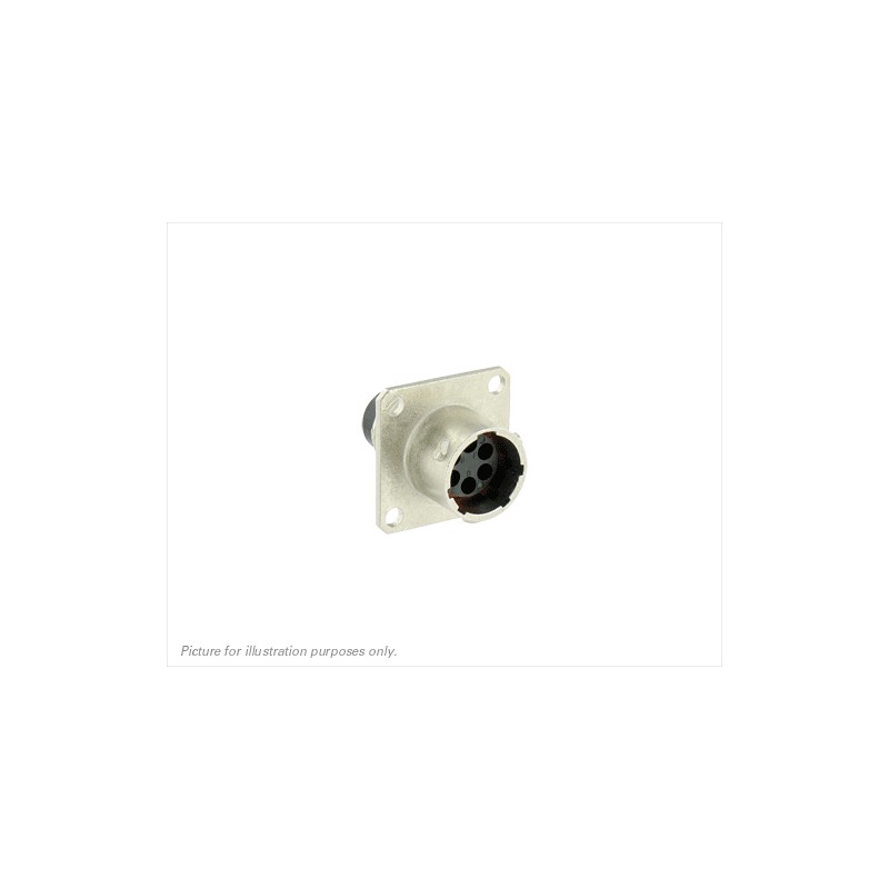 1 pcs - Souriau Circular Connector, 6 Contacts, Flange Mount, Plug, Male, IP68, IP69K, UT0W Series