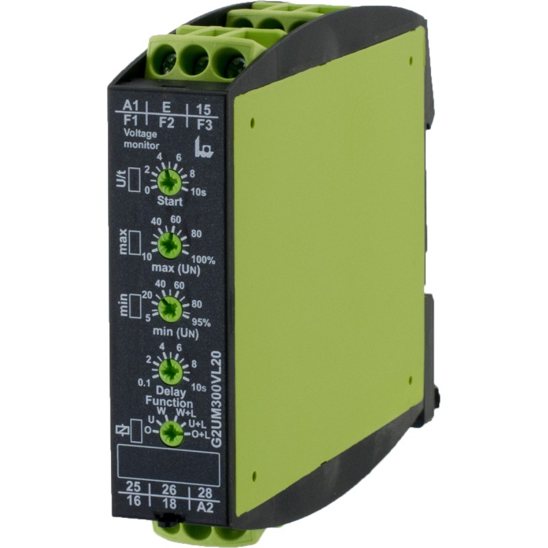 1 pcs - Tele Voltage Monitoring Relay, 1 Phase, DPDT, 30 - 300V ac/dc, DIN Rail