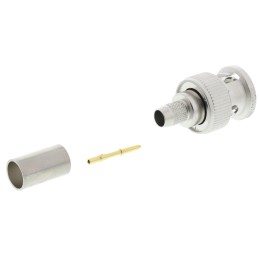 1 pcs - Telegartner, Plug Cable Mount BNC Connector, 75Ω, Crimp Termination, Straight Body