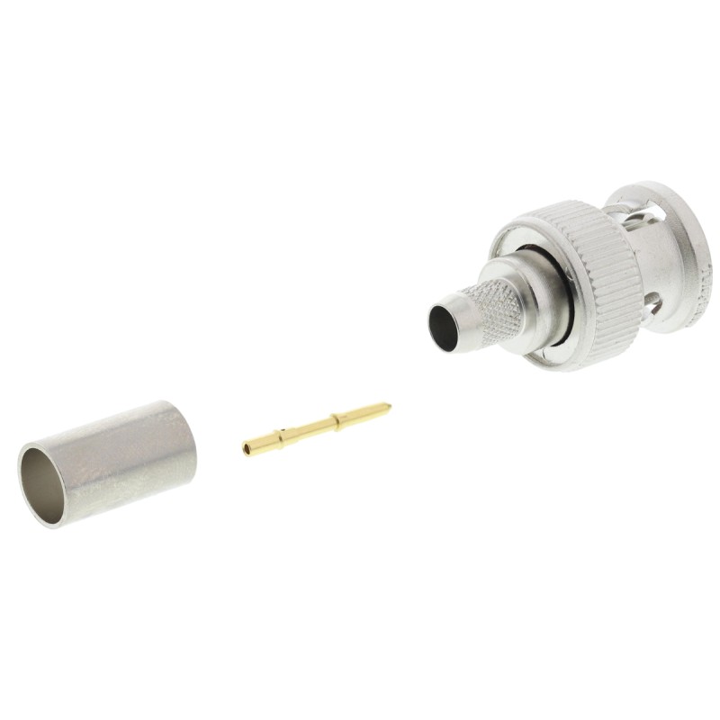 1 pcs - Telegartner, Plug Cable Mount BNC Connector, 75Ω, Crimp Termination, Straight Body