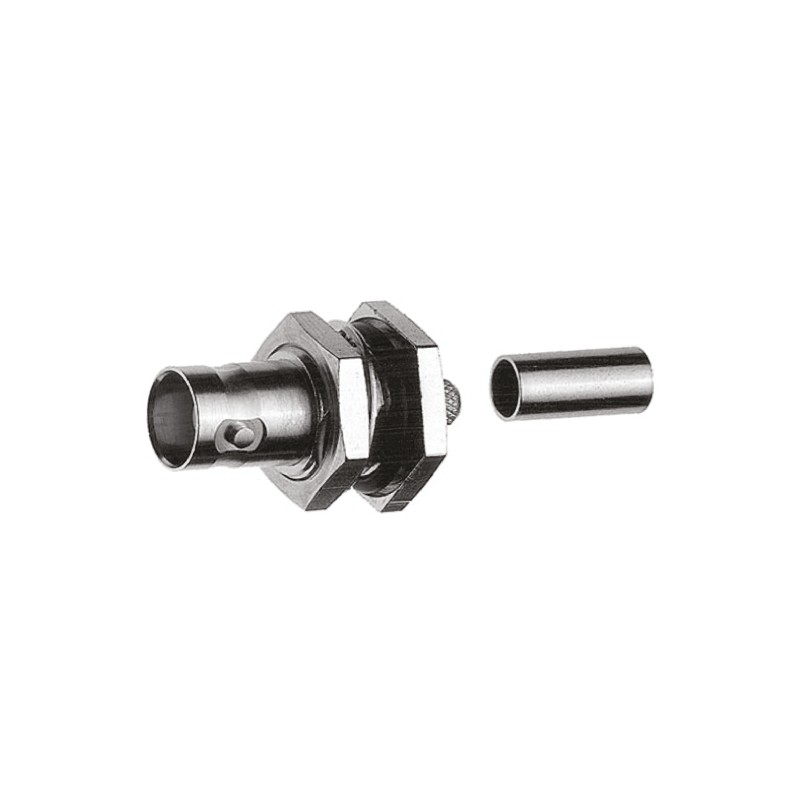 1 pcs - Telegartner, jack Panel Mount BNC Connector, 75Ω, Clamp, Crimp Termination, Straight Body