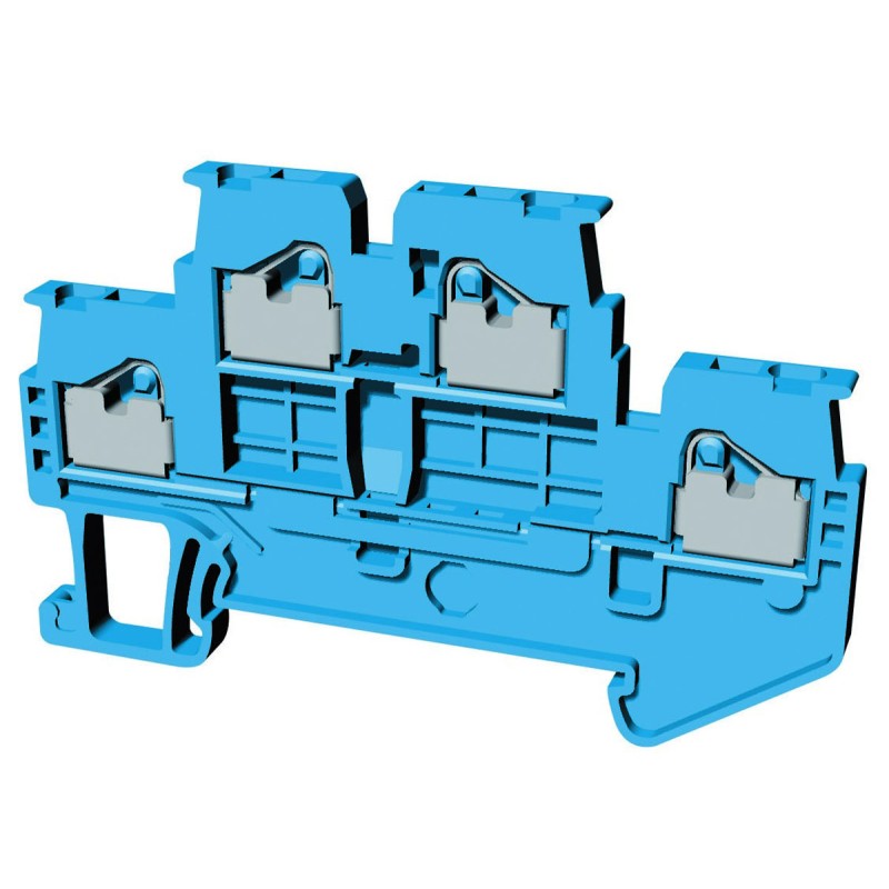 10 pcs - Omron XW5T Series Blue Non-Fused DIN Rail Terminal, 1.5mm², Double-Level, Push In Termination