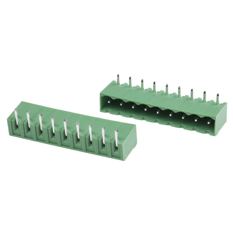 10 pcs - RS PRO 5.0mm Pitch 9 Way Right Angle Pluggable Terminal Block, Header, Through Hole, Solder Termination