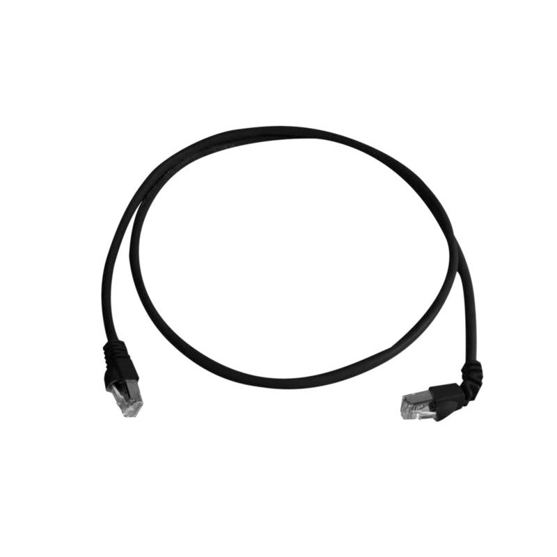 1 pcs - Telegartner Cat6a Right Angle Male RJ45 to Male RJ45 Ethernet Cable, S/FTP, Black LSZH Sheath, 0.5m