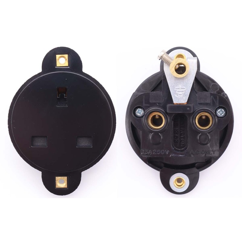 1 pcs - Contactum Black 1 Gang Plug Socket, 2 Poles, 13A, Type G - British, Indoor Use
