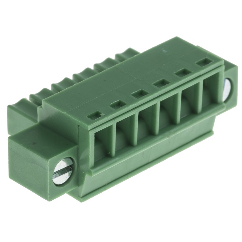 10 pcs - RS PRO 3.5mm Pitch 6 Way Pluggable Terminal Block, Plug, Through Hole, Screw Termination
