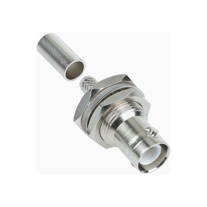 1 pcs - RS PRO, jack Panel Mount BNC Connector, 50Ω, Crimp Termination, Straight Body